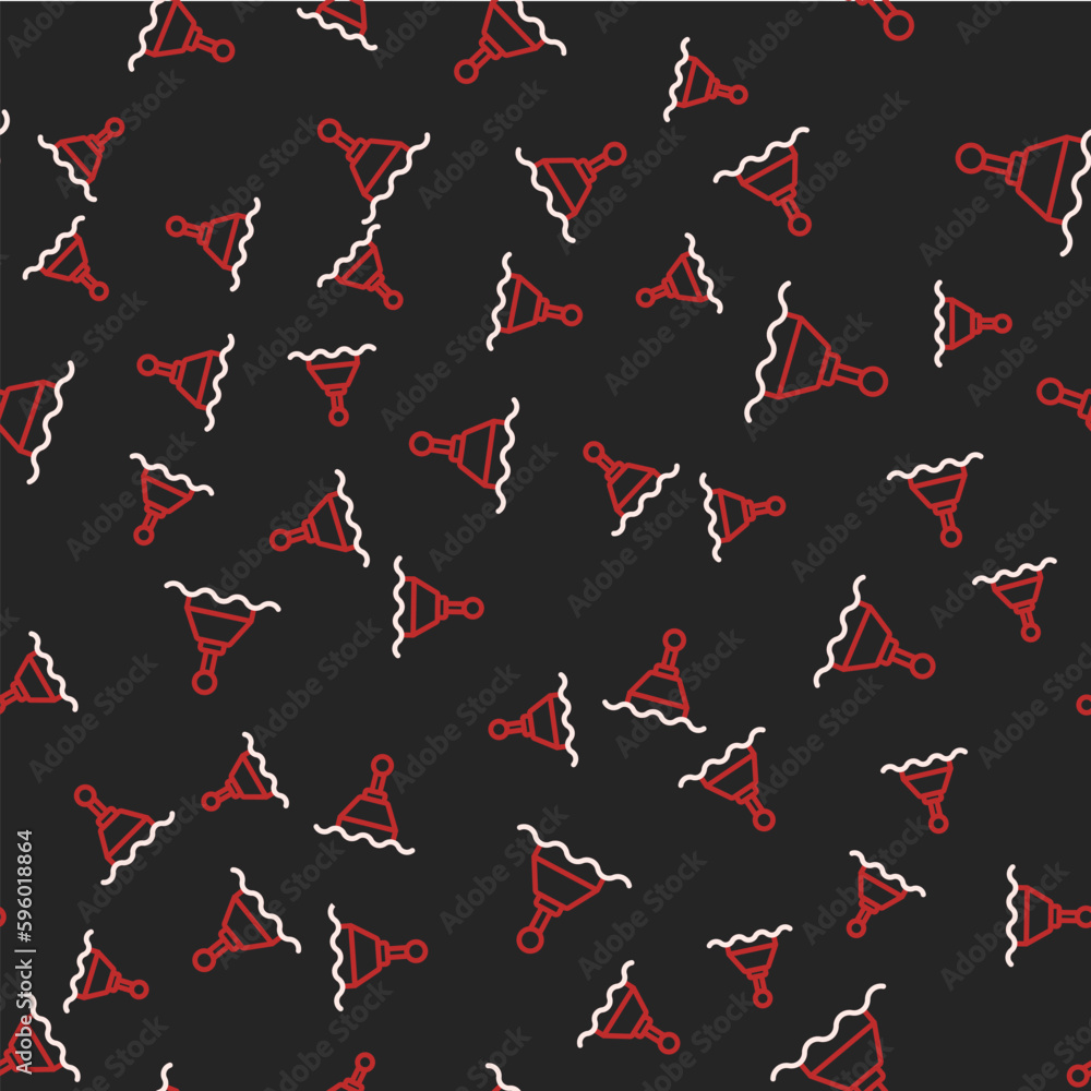 Poster line floating buoy on the sea icon isolated seamless pattern on black background. vector