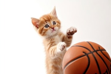 Kitten Basketball Superstar Playing Basketball With Copyspace Generative AI