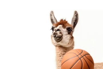 Llama Basketball Sports Star Playing Basketball Isolated On White Background Generative AI