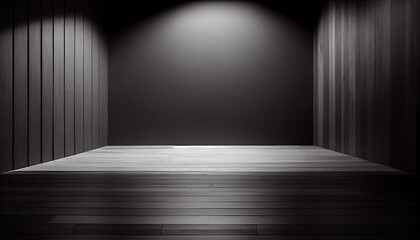 Empty light dark wall with beautiful chiaroscuro. Minimalist background for product presentation, mock up - AI generated