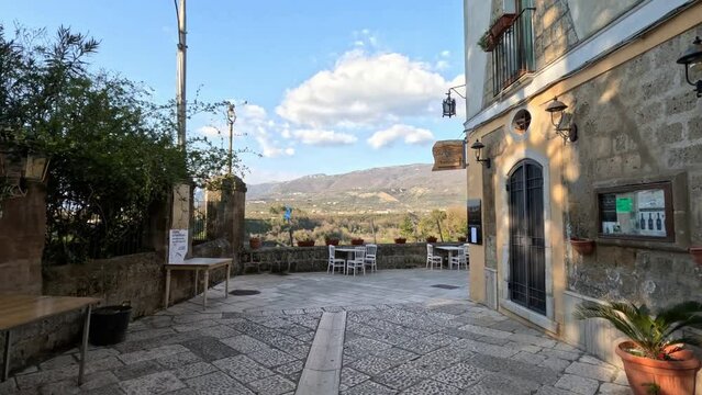 View of the countryside from Sant'Agata de Goti, a historic town in the province of Benevento, Italy.
