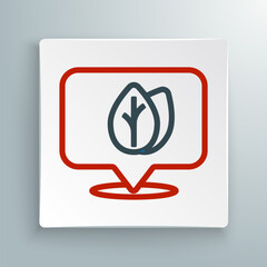 Line Location pin with leaf inside icon isolated on white background. Leaves sign. Fresh natural product symbol. Colorful outline concept. Vector