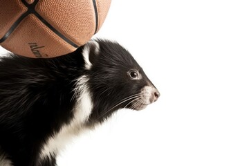 Skunk Basketball Player Playing Basketball Isolated On Blank Background Generative AI