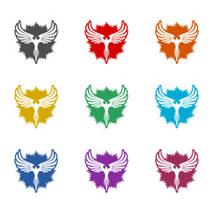 Phoenix logo icon isolated on white background. Set icons colorful