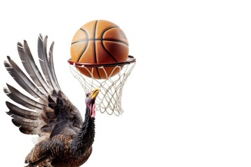 Fototapeta na wymiar Turkey Basketball Star Playing Basketball Isolated On White Background Generative AI
