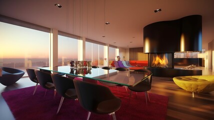 futuristic style penthouse interior
