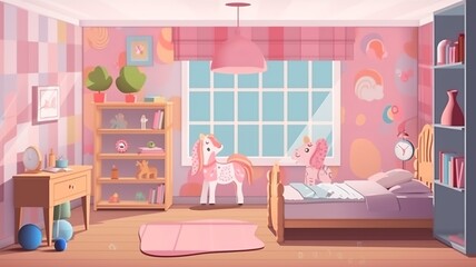 girl's room interior with llama  style