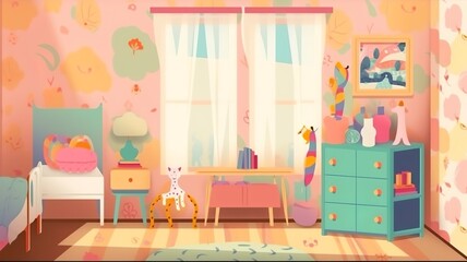 girl's room interior with llama  style