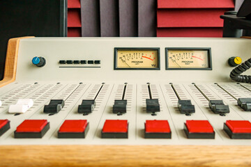 audio mixer in radio studio