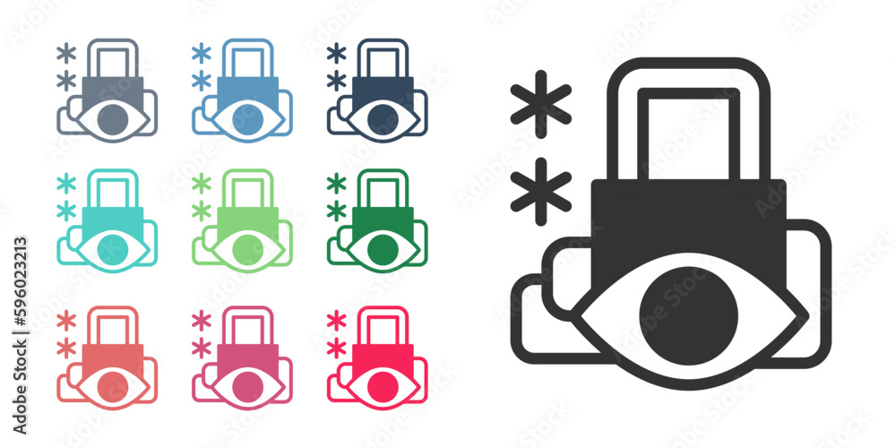 Canvas Prints Black Cyber security icon isolated on white background. Closed padlock on digital circuit board. Safety concept. Digital data protection. Set icons colorful. Vector