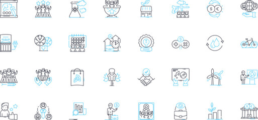 Universal linkage linear icons set. Connectivity, Compatibility, Versatility, Interconnectivity, Adaptability, Union, Integration line vector and concept signs. Linkage,Consistency,Collaboration