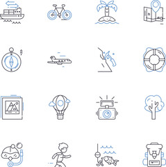 Roaming line icons collection. Adventure, Coverage, International, Connection, Data, Access, Cost vector and linear illustration. Nerk,Sim,Travel outline signs set