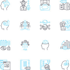 Piering platforms linear icons set. Stability, Strength, Durability, Height, Safety, Support, Viability line vector and concept signs. Capacity,Foundation,Framework outline illustrations