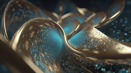 infinitywave 3d sciencebased concept background. light gold and dark cyan. generative AI