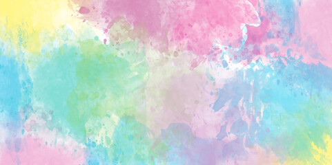 Fototapeta premium Colorful watercolor background with vintage texture design on white paper background. Abstract watercolor background colorful gradient ink. Colorful painted background texture. 