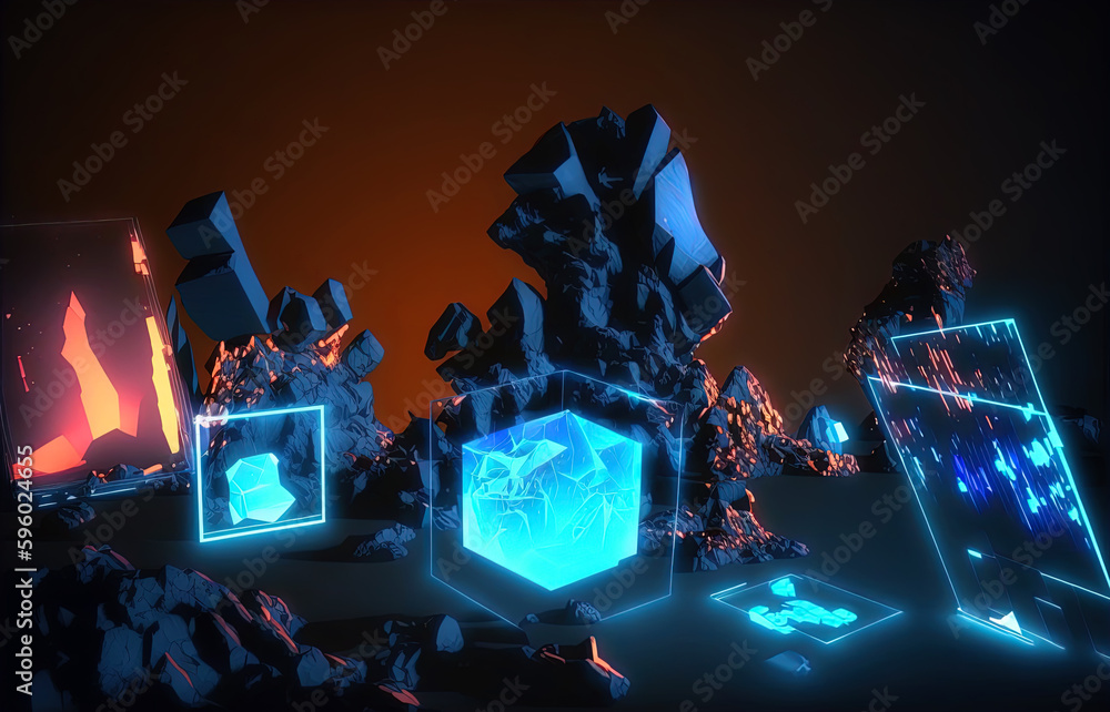 Poster abstract science and technology background with shiny connection elements and sci-fi intefrace. tech