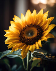 Sunflower in the garden. Selective focus. Shallow depth of field.