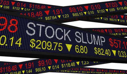 Stock Slump Market Downturn Slowdown Stagnated Share Prices Low 3d Illustration