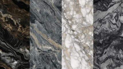Four marble stone types texture. Generative AI