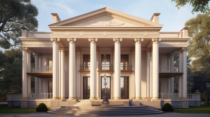 Obraz premium Palladian exterior house design in daytime golden hour ai