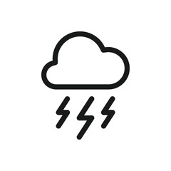 Cloud vector icon. Storm flat sign design. Lightning cloud vector icon. Weather symbol pictogram. UX UI icon
