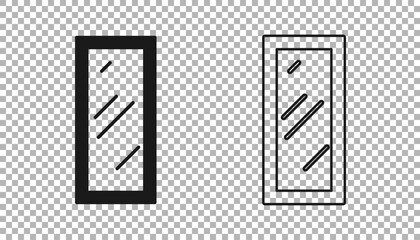 Black Big full length mirror for bedroom, shops, backstage icon isolated on transparent background. Vector © Iryna