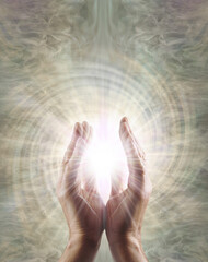 Male Reiki Healing Hands Kundalini Energy Background - male parallel hands with white star light...