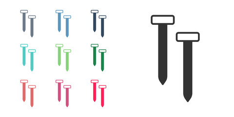 Black Metallic nails icon isolated on white background. Set icons colorful. Vector