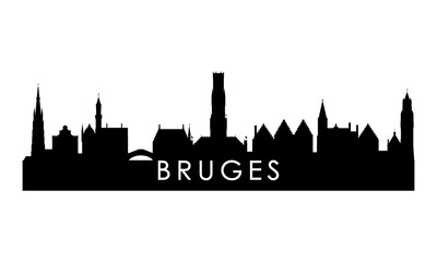 Fototapeta premium Bruges skyline silhouette. Black Bruges city design isolated on white background.