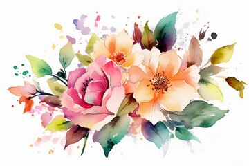 Abstract Watercolor floral background.