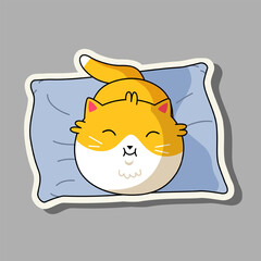 Cute cat in kawaii style. Cartoon the cat is sleeping. Vector illustration cat.