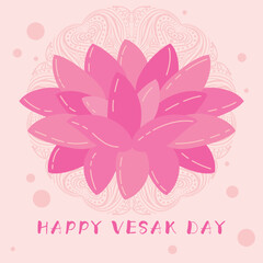 Buddha Purnima or Vesak background. Vector Lotus Flower. Vesak design greating card. Lotus icon for holiday sale banner. Indian Vesak holiday background. Lotus floral design