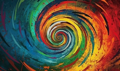Colorful grunge Swirling radial background Vortex starburst spiral, generative AI - obrazy, fototapety, plakaty