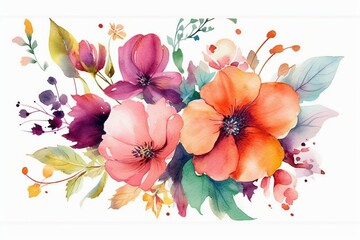 Abstract Watercolor floral background. Illustration. AI Generative 