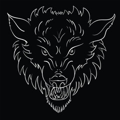 The Vector dog  or wolf for tattoo or T-shirt design or outwear.  Cute print style logo  dog  or wolf  background. This hand drawing would be nice to make on the black fabric or canvas.