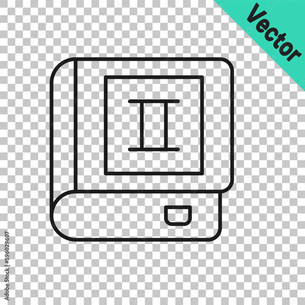 Poster black line book icon isolated on transparent background. second volume. vector