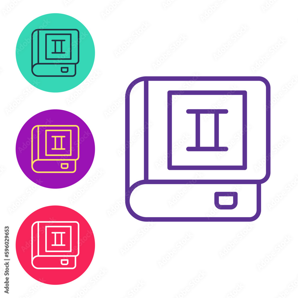 Aufkleber set line book icon isolated on white background. second volume. set icons colorful. vector