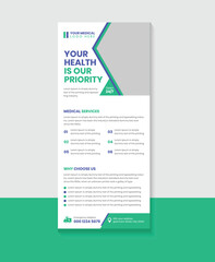 Creative Concept Medical Health Care rack card or DL Flyer or banner layout.
