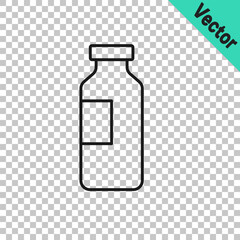 Black line Bottle of water icon isolated on transparent background. Soda aqua drink sign. Vector