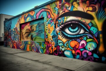 Artistic Graffiti on a building. Generative AI