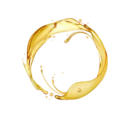 Gordijnen Splashes of oily liquid arranged in a circle on a transparent background © Krafla