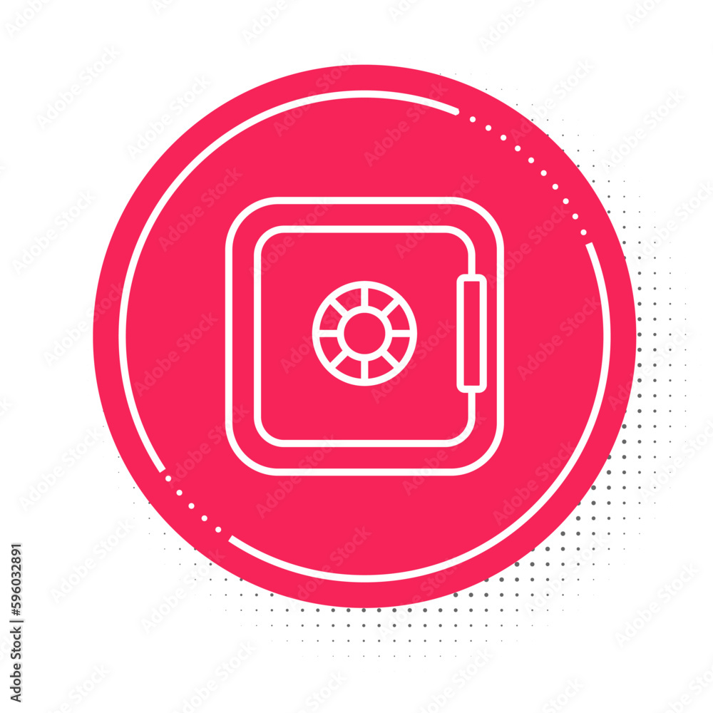 Poster white line safe icon isolated on white background. the door safe a bank vault with a combination loc