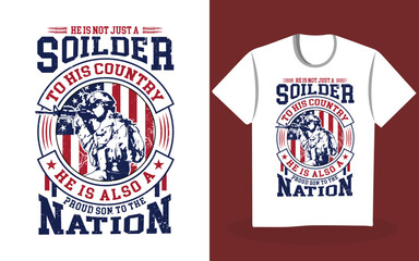 Veteran T Shirt Design Vintage with the Army and American Flag as a main Vector