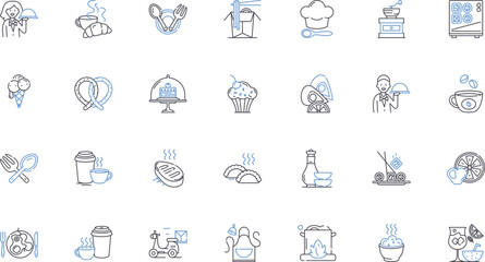 Culinary Arts line icons collection. gastronomy, cuisine, flavor, ingredients, presentation, cooking, baking vector and linear illustration. seasoning,recipe,plating outline signs set
