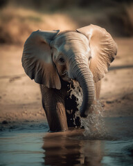 Fototapeta na wymiar African Elephant (Loxodonta africana) drinking water