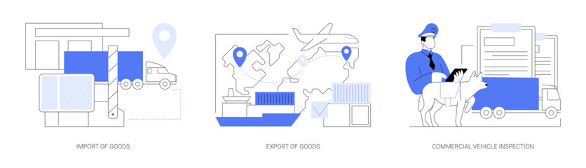 Logistics and transportation industry abstract concept vector illustrations.
