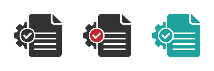 Project management icons set. Approved, confirmed vector signs collection 