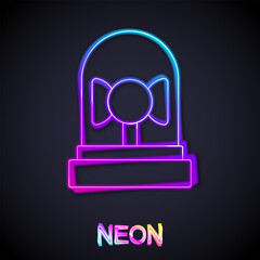 Glowing neon line Ringing alarm bell icon isolated on black background. Fire alarm system. Service bell, handbell sign, notification symbol. Vector