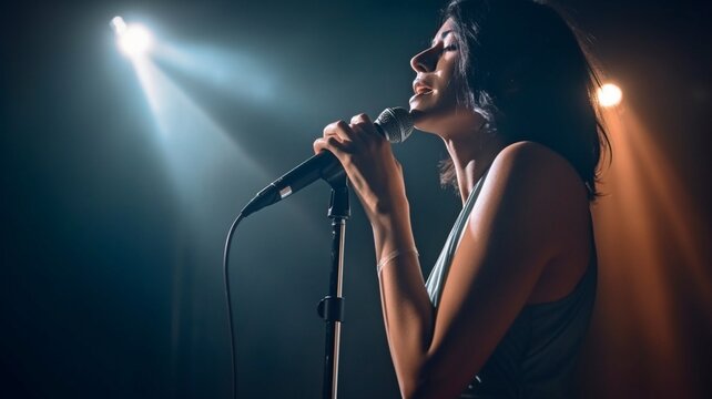 Generative AI, attractive female jazz singer performing live