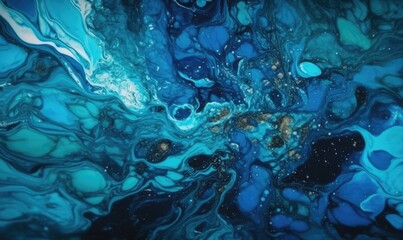 Fototapeta na wymiar Abstract art blue paint background with liquid fluid grunge texture, generative AI